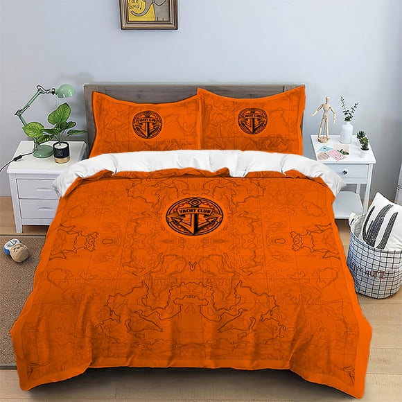x2258 Bed Sheets piece matte polyester fabric bedding set, skin friendly, comfortable, warm, brown surface ocean map printed ship anchor logo 3-Piece Bedding Set (1 Duvet Cover + 2 Pillow Shams) nj225