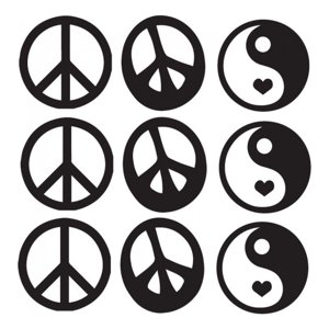Rienda Libre Graphics - Decomural Peace Symbols Yin And Yang Set Ws-33389