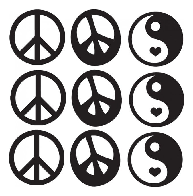 Rienda Libre Graphics - Decomural Peace Symbols Yin And Yang Set Ws-33389