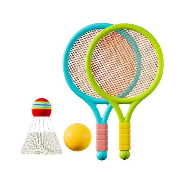 Juego de bádminton y tenis para niños, juego de raquetas de tenis, regalo de juego, raqueta de tenis para niños, niñas y niños, jugadores principiante Verde azul