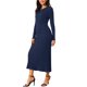 thumbnail image 4 of INSPIRE CHIC Vestido de Mujer de Manga Larga Otoño 2026 Cuello Redondo Tejido de Punto Acanalado Plisado Vestidos Midi Línea A L Azul Oscuro, 4 of 6
