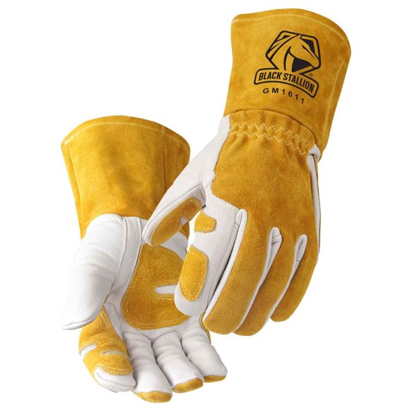 Guantes de soldadura Black Stallion talla pequeña color beige de cuero de vaca