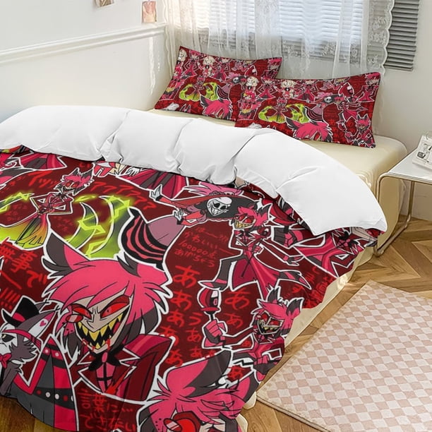 Hazbin Hotel 3-Piece Twin Bed Set - Includes 1 Single Comforter And 2 Pillowcases Bedding - Fade Resistant Microfiber - Hazbin Hotel