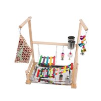 Ioensy - Parque Infantil Para Pájaros, Soporte De Percha De Madera Para Pinzón, Periquito, Periquito, Cacatúa