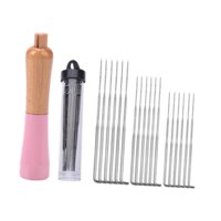 Bothyi - Mango De Madera Con Aguja De Fieltrar Aguja De Lana Para Principiantes En Costura Y Pintura Diy Rosa