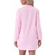 thumbnail image 3 of INSPIRE CHIC Camisón de Manga Larga para Mujer Mezcla de Algodón con Botones y Cuello con Solapa XS Rosa, 3 of 6