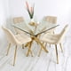 thumbnail image 1 of JUEGO DE COMEDOR DORADO 120CM + 4 SILLAS CAPITONE BEIGE, 1 of 2