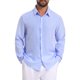 thumbnail image 1 of INSPIRE CHIC Camisa de Hombre Seersucker a Rayas de Manga Larga con Botones Texturizados XL Azul, 1 of 5