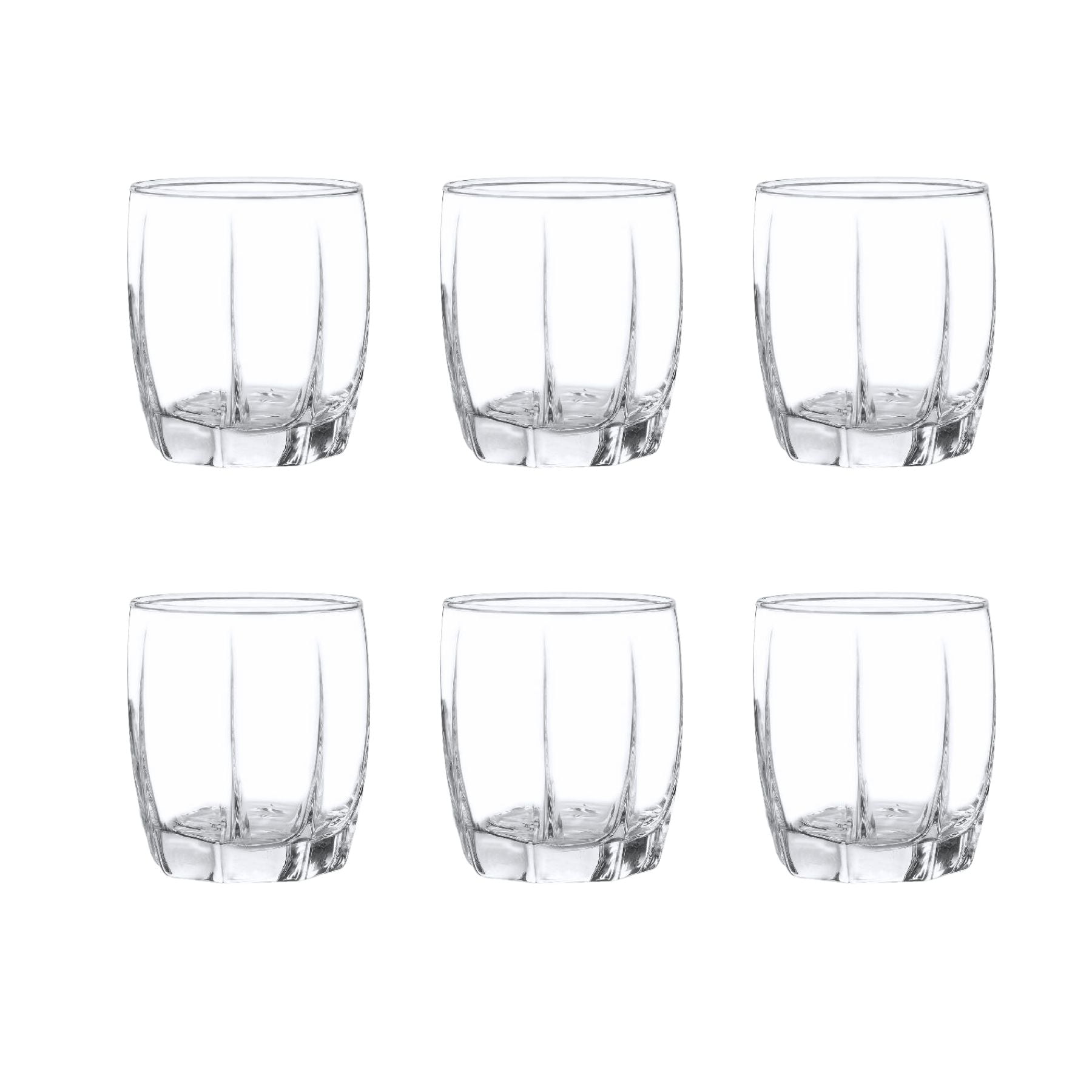 Display 6 Vasos Bajos Amadeus Rocks 353cc Tragos Jugos Cristar