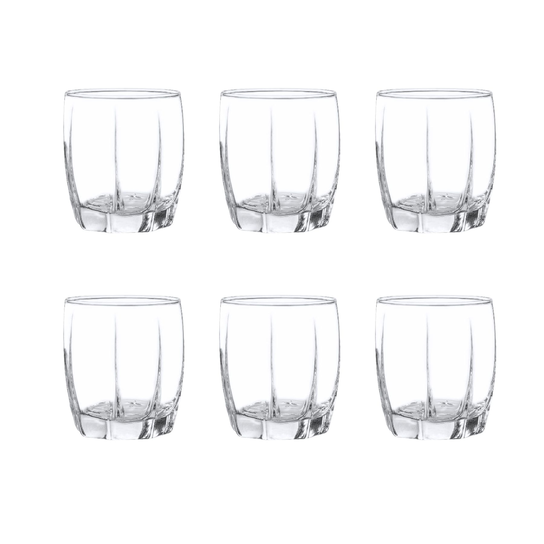 Display 6 Vasos Bajos Amadeus Rocks 353Cc Tragos Jugos Cristar