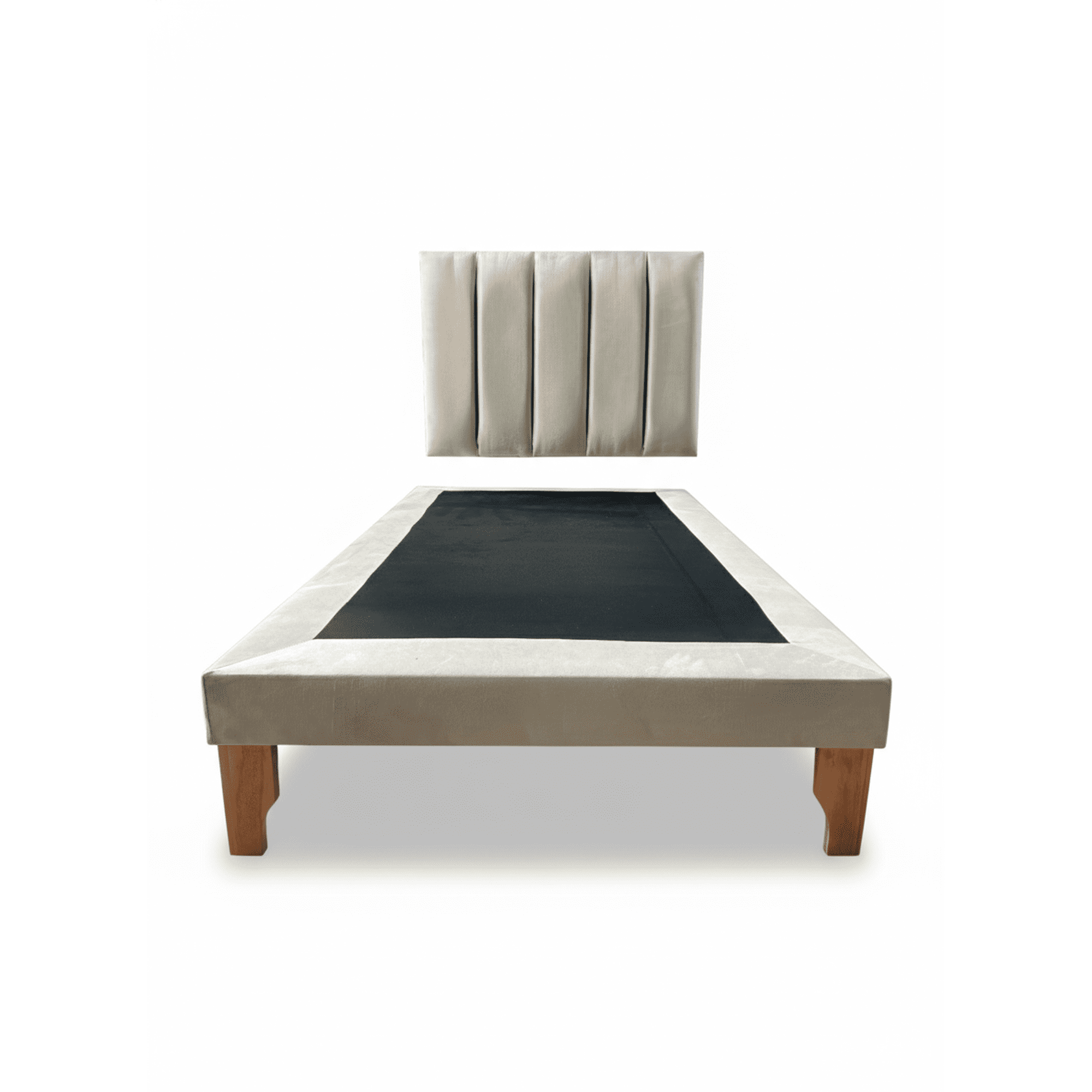 Muebles New - Cama De Plaza Lineal Beige Felpa