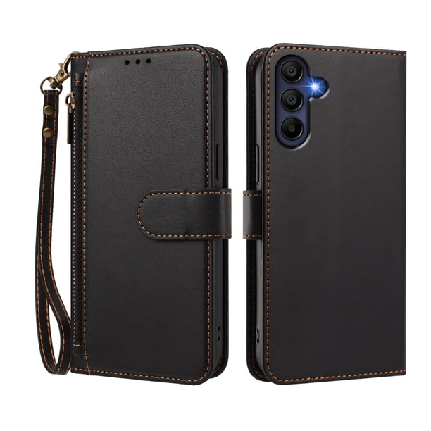 Funda Tipo Billetera para samsung galaxy A16 4G/5G con Soporte y Bolsillo con Cierre Negro