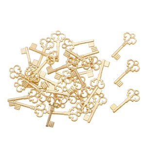 Magideal - Abalorio De Llaves, Colgantes Pequeños De Metal De Estilo Vintage Para Fabricación De Joyas Diy, Hallazgos, Proyecto Artesanal, Collar Hecho A Mano, P Oro 100 Piezas