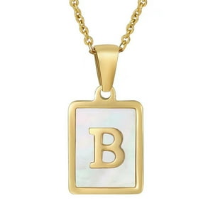 Collar Heshpaws Shell Initial A-Z Letra Capital Chapado En Oro Amarillo Acero Inoxidable Cadena Cable 18 In