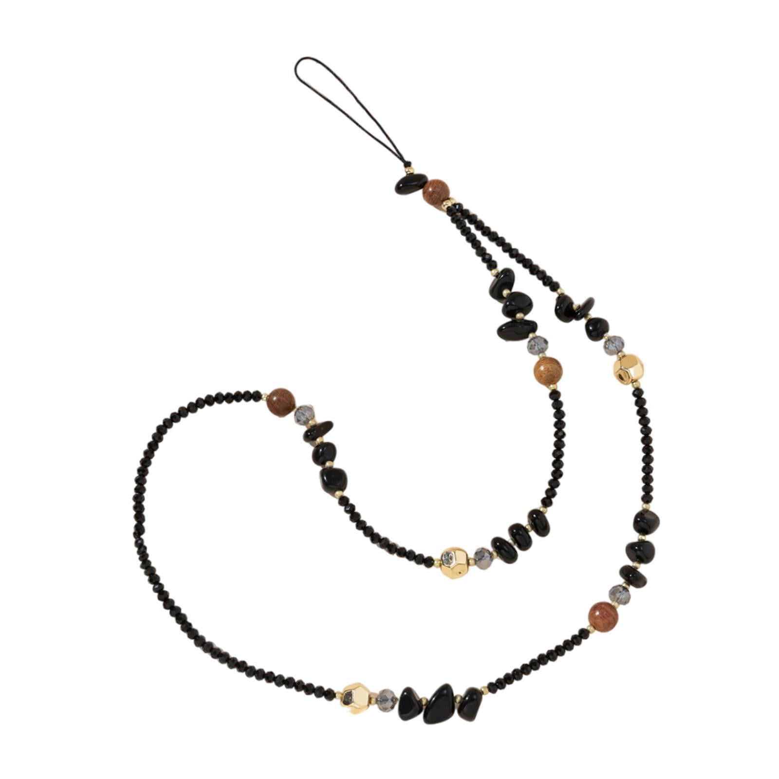 Bothyi - Correa De Muñeca Multifuncional, Ideal Como Regalo, Elegante Correa De Cuentas Para Teléfono, Color Negro