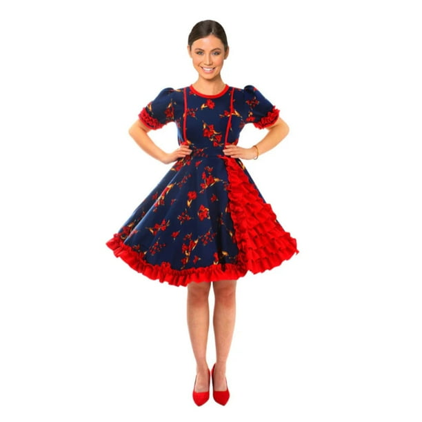 Vestido Huasa Chinita Floreado Mujer Adulta Varios Colores