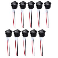 Magideal - 10 Piezas 12V Interruptor De Palanca De Encendido Y Apagado Diámetro De Montaje Precableado 20Mm Accesorios Spst 2 Pines 2 Posiciones Para Coche Barco