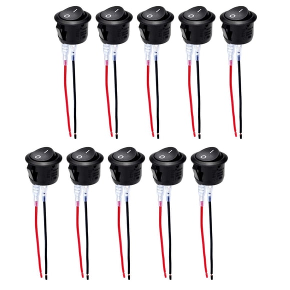 10 piezas 12V interruptor de palanca de encendido y apagado diámetro de montaje precableado 20mm accesorios Spst 2 pines 2 posiciones para coche barco