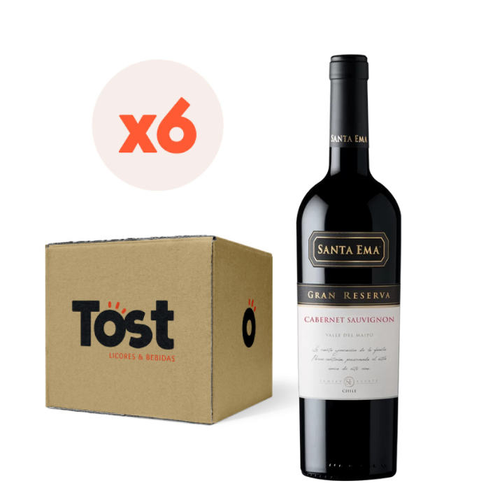 6X Vino Santa Ema Gran Reserva Carmenere 14° 750Cc