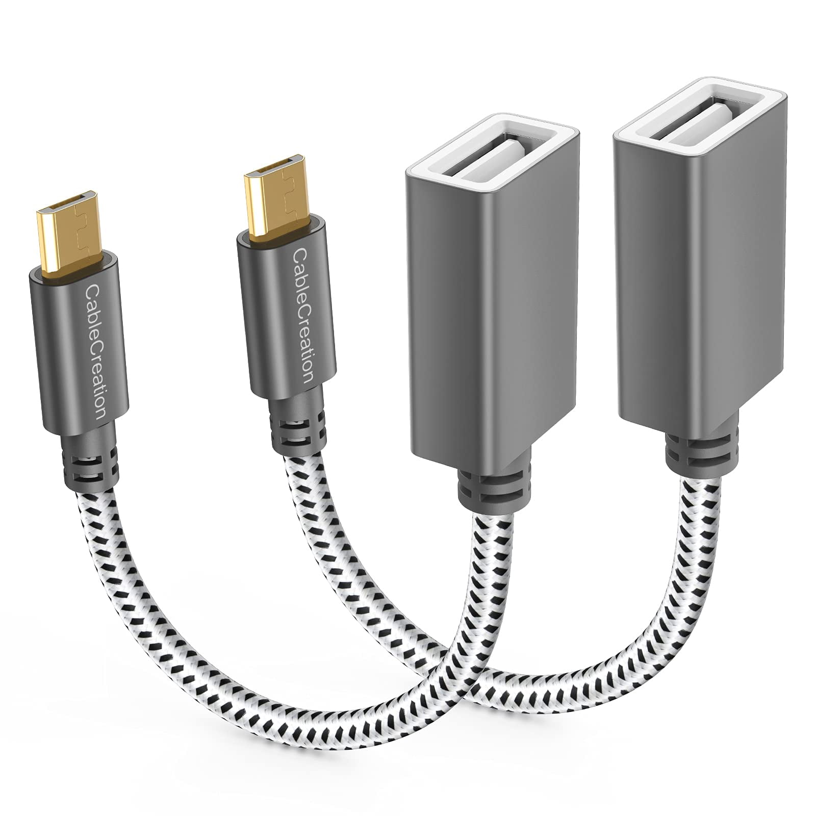 Cablecreation - Adaptador Otg Trenzado Micro Usb A Usb