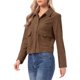 thumbnail image 4 of INSPIRE CHIC Camisas de Pana para Mujer con Botones Abajo Chaqueta Casual de Manga Larga con Bolsillos con Solapa S Marrón Oscuro, 4 of 6