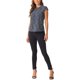 thumbnail image 2 of INSPIRE CHIC Blusas de Tweed para Mujer Patrón Jaspeado Manga Corta Casual de Verano XL Azul Negro, 2 of 6