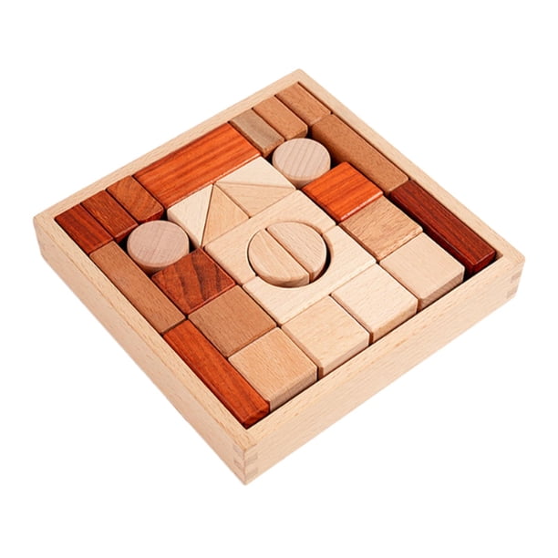 Bloques de madera para niños, juguetes de aprendizaje, geometría, motricidad fina, bloques apilables de madera, juguetes de construcción para niñas y