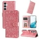 thumbnail image 1 of Funda tipo cartera FOXDOCK para Samsung Galaxy A54 5G , diseño girasol en relieve, cuero PU, cierre magnético, soporte y tarjetero, 1 of 5