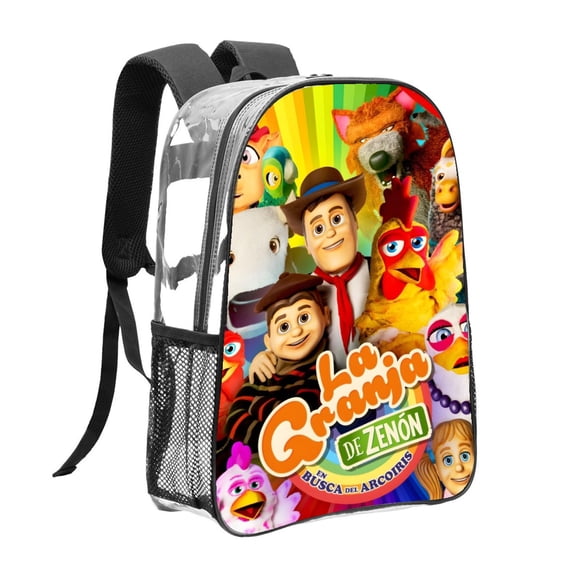 La Granja de ZenónMochila transparente temática, resistente y duradera, bolsa see-through para trabajo, deporte, universidad y viaje, 31 × 43 cm