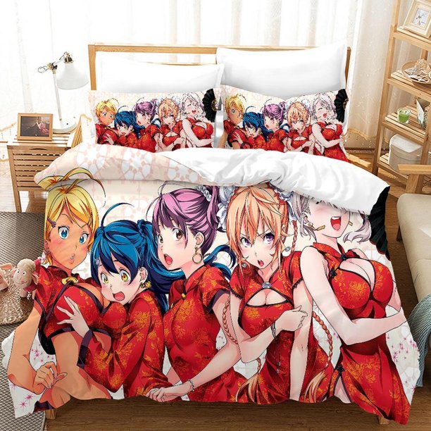 Food Wars Soft G Quilt Duvet Cover Set Bedspread Bed Linen Comforter Cover3-Piece Bedding Set