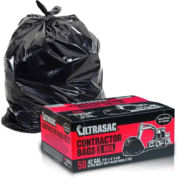 Bolsas para contratistas Ultrasac Heavy Duty, 42 galones, paquete de 50