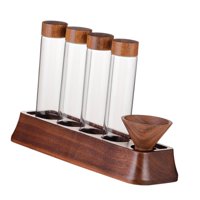 Bothyi - Tubos De Ensayo De Vidrio Con Estante De Exhibición, Tubos De Almacenamiento De Granos De Café Para Cafetería, 4 Orificios