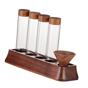 Bothyi - Tubos De Ensayo De Vidrio Con Estante De Exhibición, Tubos De Almacenamiento De Granos De Café Para Cafetería, 4 Orificios