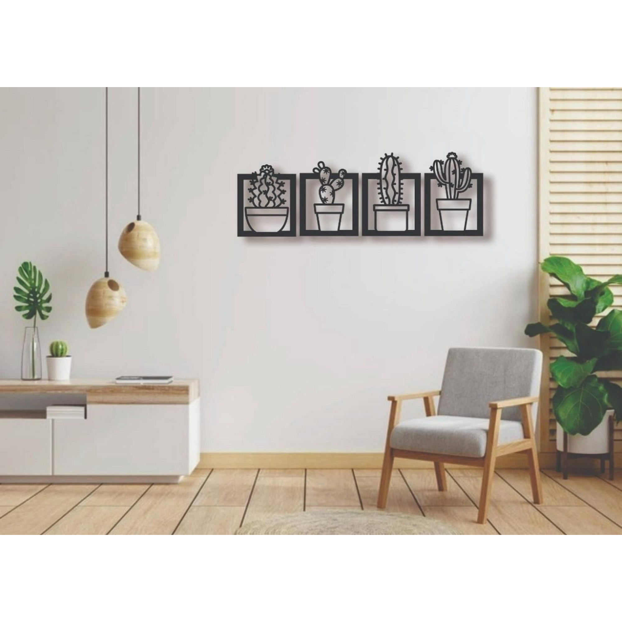 Genérico - Cuadros Plantas Cactus 20x20cm En Madera Mdf