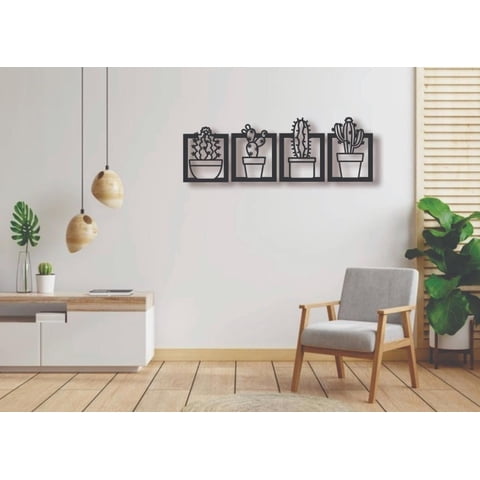 Genérico - Cuadros Plantas Cactus 20X20Cm En Madera Mdf