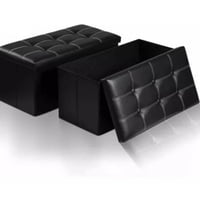 Genérico - Puff Baul Silla Plegable Ecocuero Organizador 38Cm X 76Cm Negro