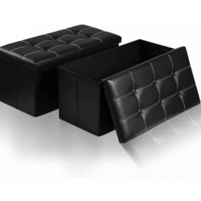 Genérico - Puff Baul Silla Plegable Ecocuero Organizador 38cm X 76cm Negro