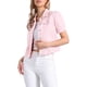 thumbnail image 4 of INSPIRE CHIC Chaqueta de Mezclilla para Mujer con Mangas Cortas Abullonadas, Cuello Vuelto, Chaqueta de Jean Rosa Claro L, 4 of 6
