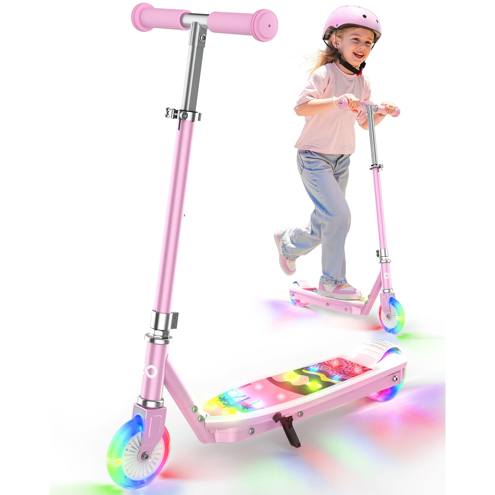 Patinete Eléctrico Gyroor Ks2 Para Niños Con Luces Led De 5 Mph, Color Rosa