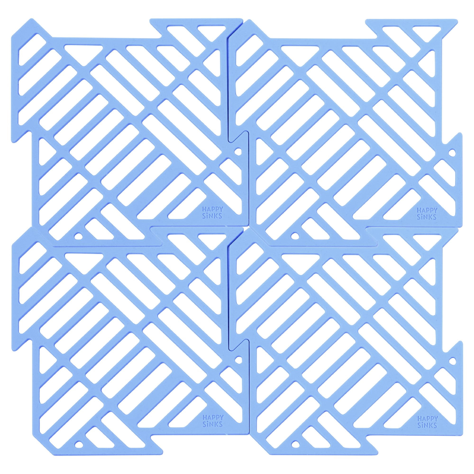 Set De 4 Tapetes De Silicona Para Fregadero Happy Sinks Resistentes Al Calor Azul Lago