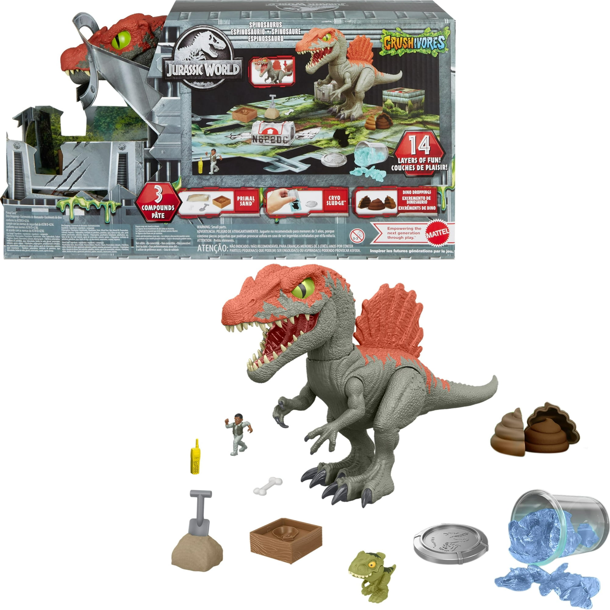 Figura De Acción Mattel Jurassic World Crasher Spinosaurus