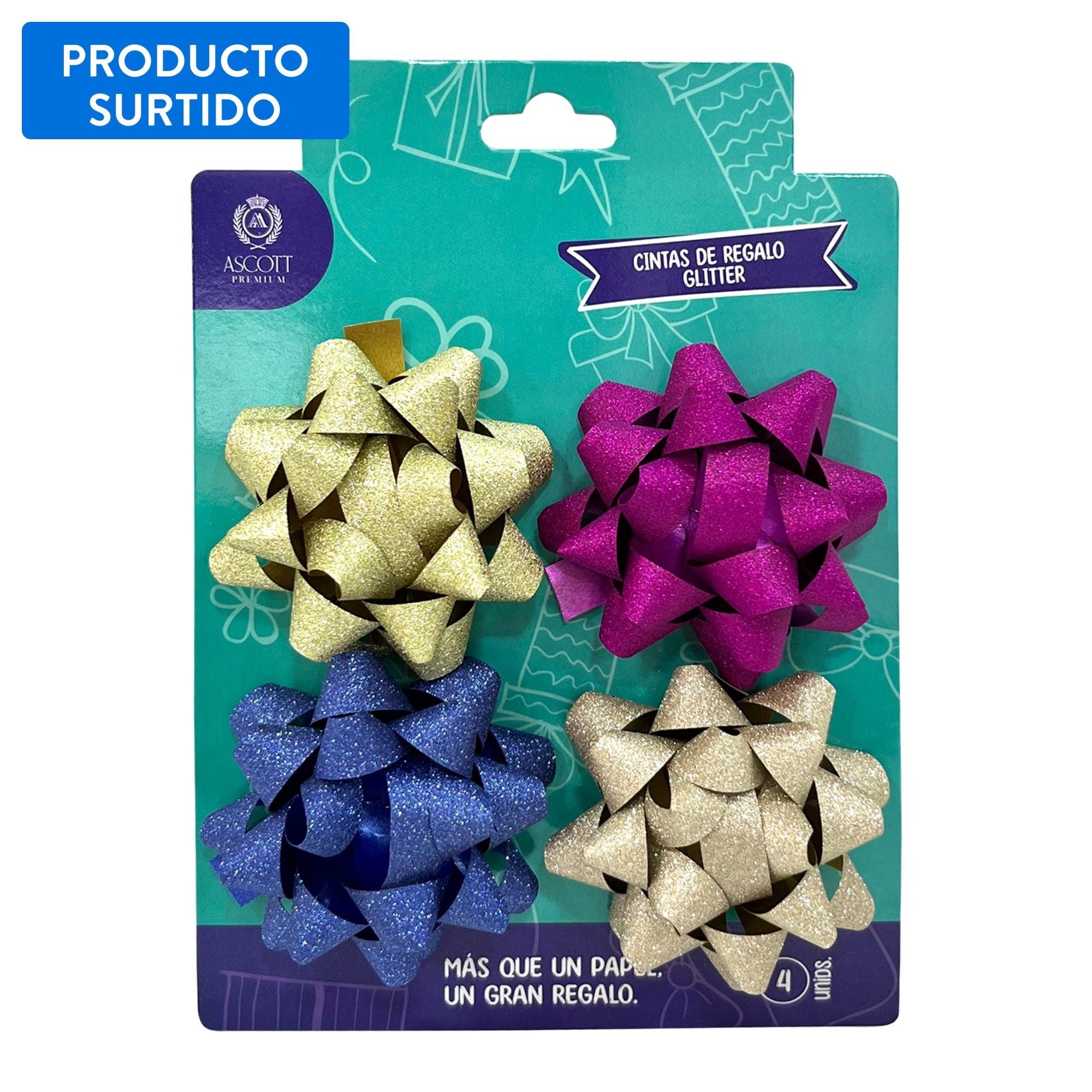 Pack 4 Cintas De Regalo Glitter, Producto, 1 Un Ascott