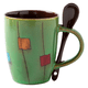 thumbnail image 1 of Juego de tazas de café de 350 ml con cucharas en el asa, aptas para microondas y lavavajillas., 1 of 5
