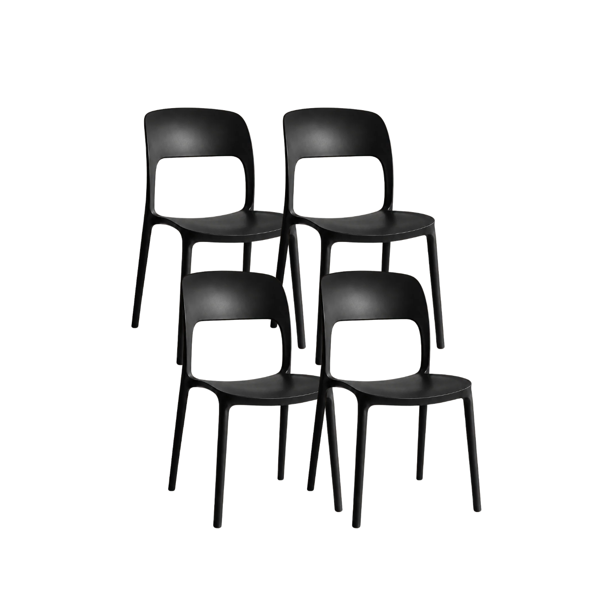 Pack 4 Sillas de Comedor Apilable Kentucky - Negro