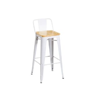 Moad - Taburete Tolix Blanco Wood 66Cm