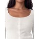 thumbnail image 5 of INSPIRE CHIC Camisas de Mujer Cuello Cuadrado Mangas Largas Botón Frontal Abertura Dobladillo Blusa Ajustada Capa Base de Punto Otoño Invierno Básico Salir Tops Mediano Blanco, 5 of 6