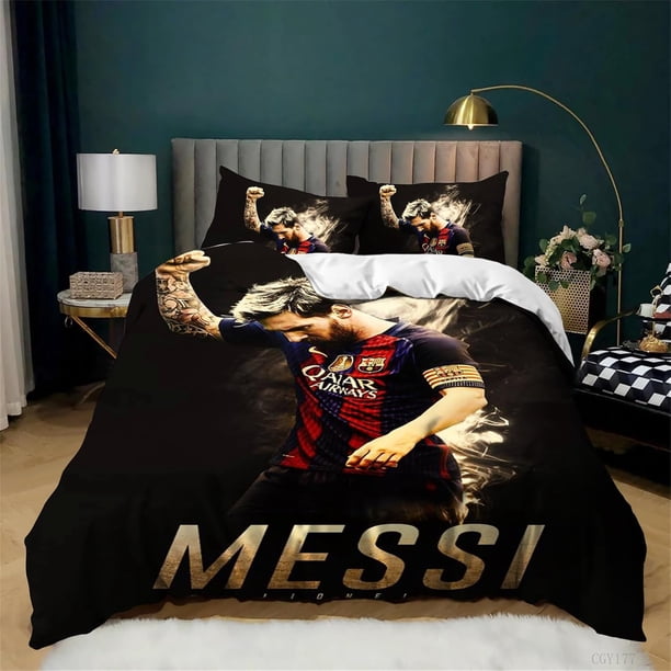 3pc Duvet Cover Lionel Messi Boys Bedding Set 3 Piece Ultra Soft Duvet Cover with Pillowcase Comforter Set Children Gift Bed Sheets