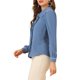 thumbnail image 4 of INSPIRE CHIC Blusa de Mujer para Regreso a Clases con Cuello Peter Pan, Manga Abullonada, Ribete en Contraste, Camisa Abotonada XS Gris Azul, 4 of 8