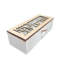 Oem - Caja De Té Mediana De Madera 3 Espacios Con Corazon B