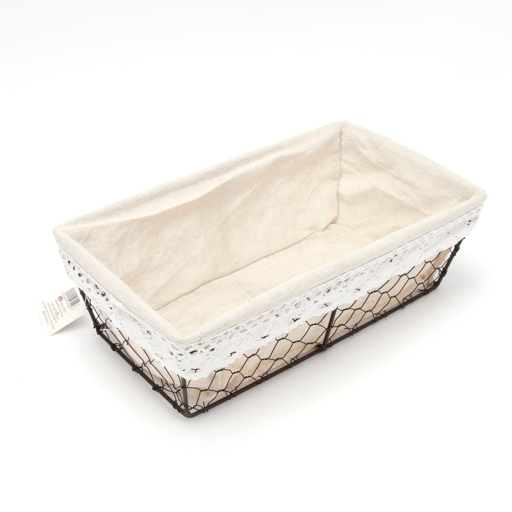Homewell - Panera De Rejilla Metal Rectangular Con Tela 31x17x10cm